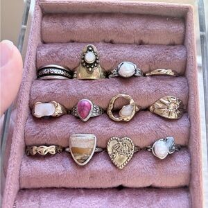 Free People Vintage-Inspired Ring Collection with Pink and Gold Hues